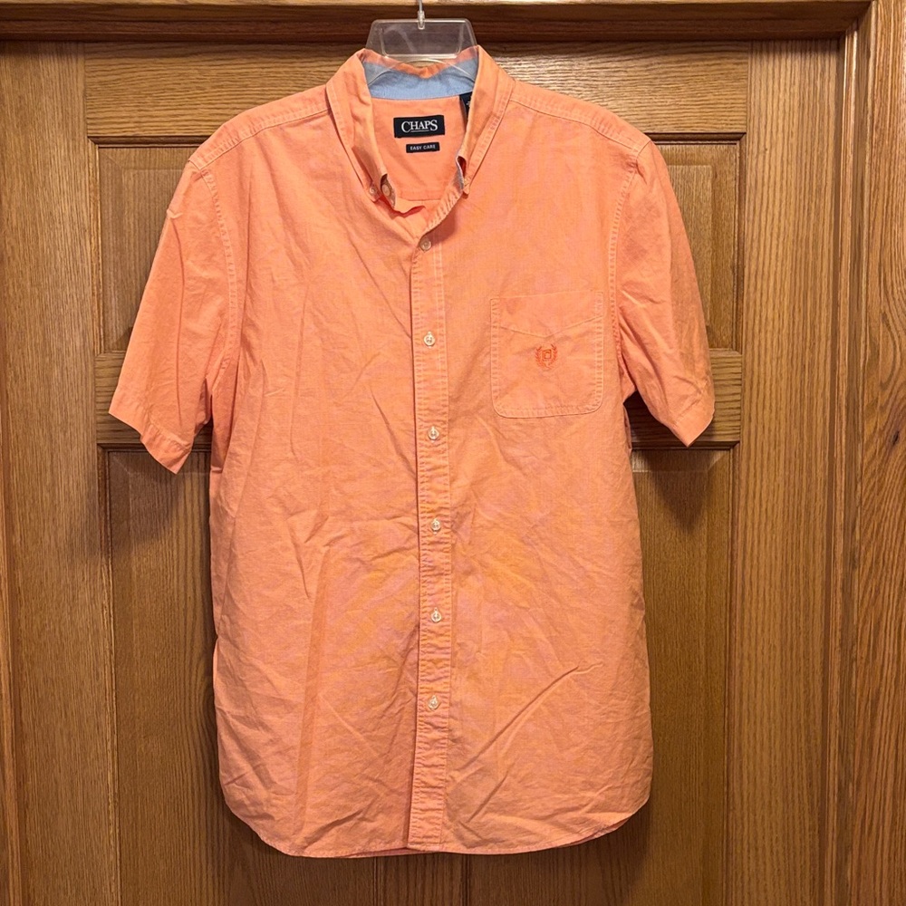 Chaps Men's Easy Care Orange Short Sleeve Shirt